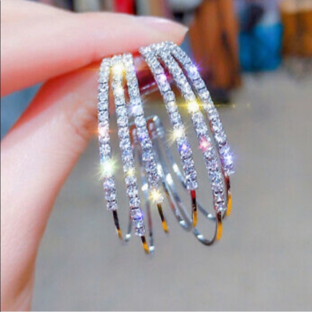 CZ Hoop Earrings - Picture 3 of 4